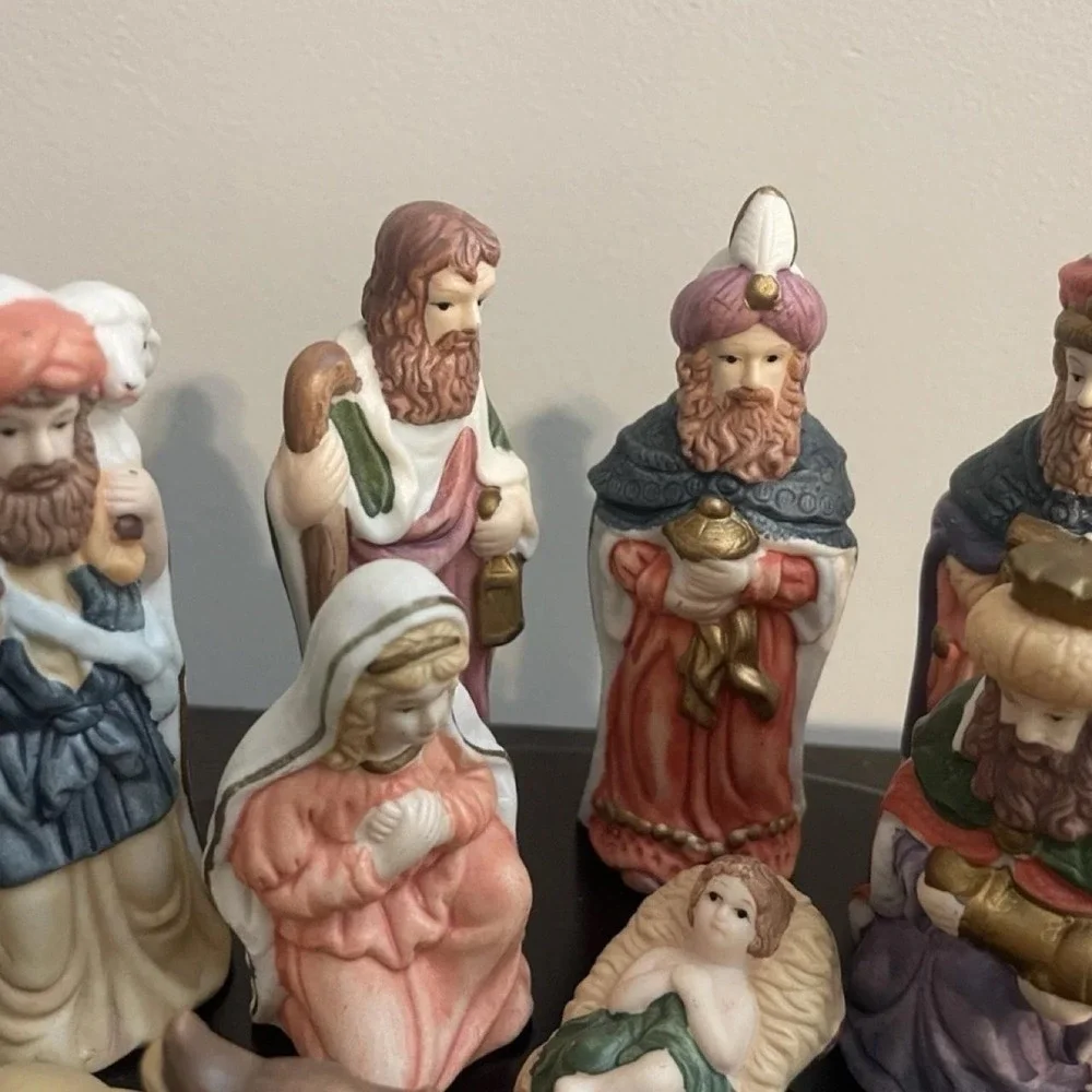 International Bazaar Porcelain Nativity Set with Wood Base